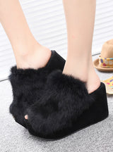 Fur Slippers Wedges Women Slippers Platform 