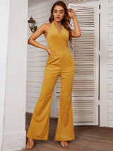 Loose Slim Zipper Backless Jumpsuit