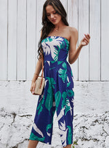 Chest-wrapped Printed Jumpsuit Wide-leg Pants
