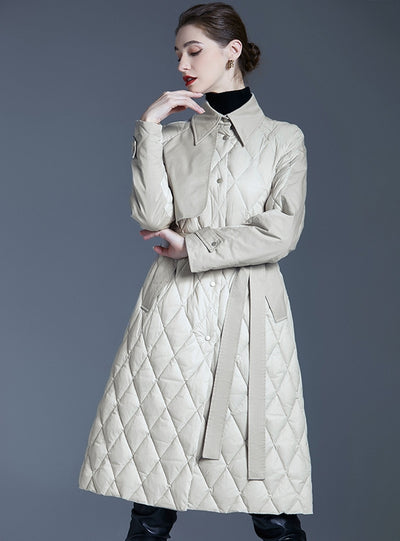 Thin Lapel Long Down Jacket