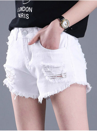 High Waist White Jeans Shorts Women Denim