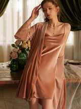 Velvet Sling Nightgown Two-piece Set
