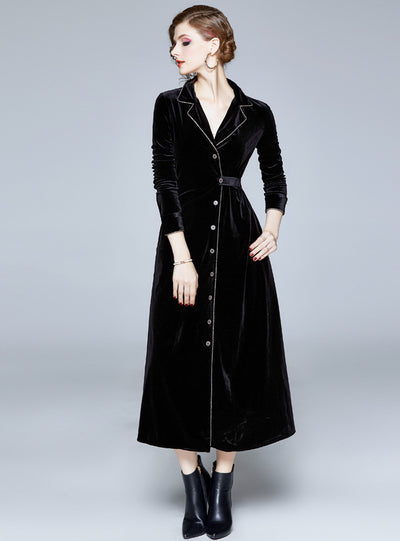 Women's Long Velvet Coat Jacket