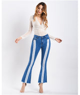 Women Wide-leg Webbing Jeans