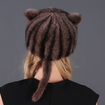 Winter Fur Women's Cat Ears Mink Hat