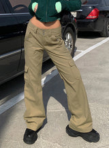 Sports Casual Low Waist Big Pockets Pant