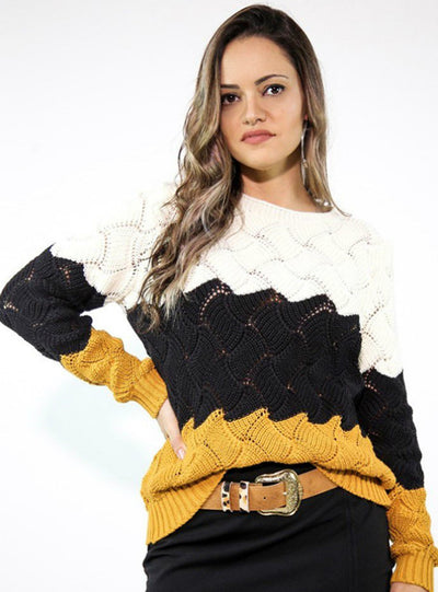 Women Winter Long Sleeve Crewneck Knitted Pullover