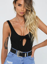 Women Chest Lace Up Sexy Panties Jumpsuits