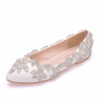 Rhinestone Flat Pointed Crystal Wedding Shoes