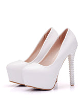 14 cm White Pearl High Heels Shoes