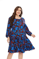 Large Size Women's Long Sleeve Printed Dress