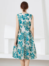 A-line Jacquard Blue Party Dress