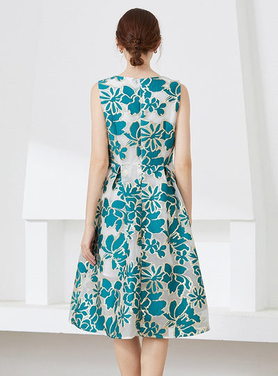 A-line Jacquard Blue Party Dress