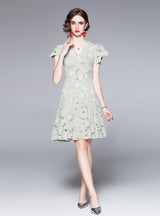 Heavy-duty Embroidery Flounce Dress