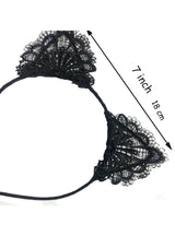 1 Pc Black Lace Cat Ears Headband For Women Girls 