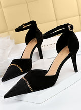 Shallow Pointed Metal Chain Sandals