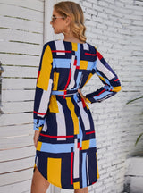 Colorful Design Dress With Belt