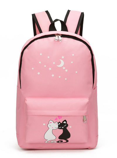  8Pcs Cute Animal Star Printing Canvas Backpack 