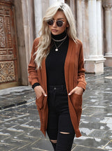 Casual Solid Color Long Sleeve Cardigan Sweater