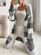 Knitted Cardigan Striped Color Matching Coat