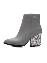 Ankle Boots Zipper Pointed Toe Glitter Martin Boots