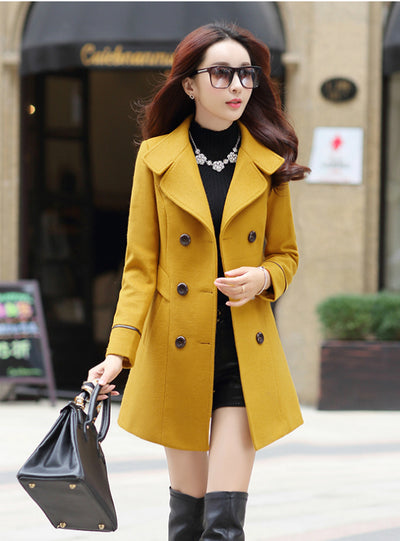 Long Coat Slim Fit Lapel Woolen Overcoat
