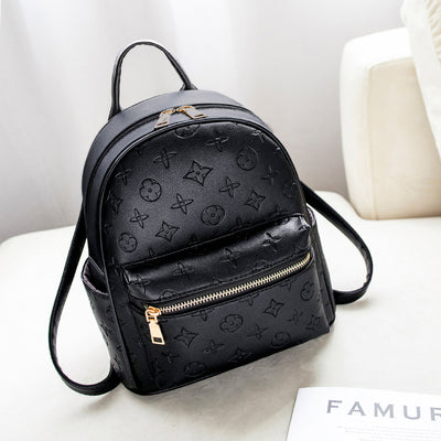 Pu Soft Leather Letter Embossed Travel Backpack