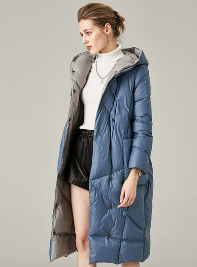 Long White Duck Down Ladies' Coat
