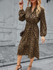 Sexy V-neck Leopard Long Sleeve Dress