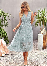 V-neck Leisure Vacation Print Dress