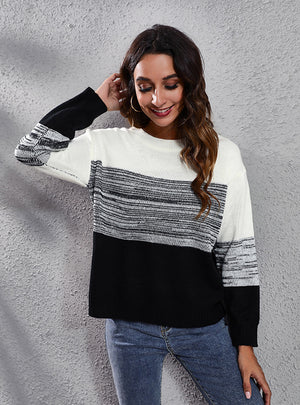 Gradual Color Matching Knitted Loose Sweater