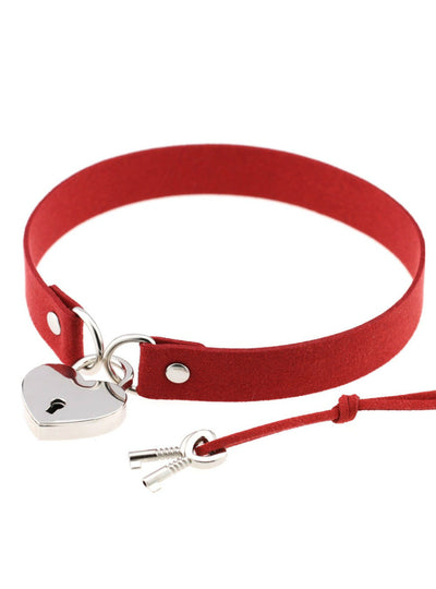 Velvet Leather Choker Necklace Choker Collar with Key 