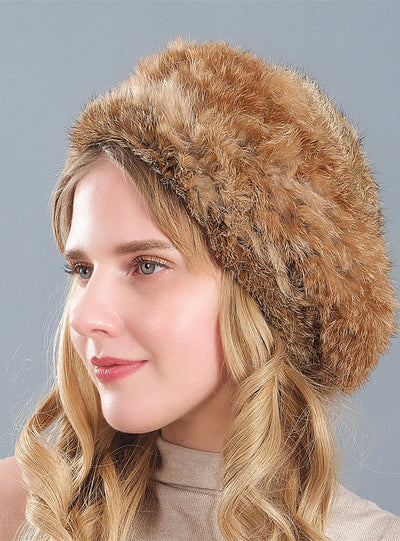 Rabbit Fur Hat Winter Ladies Warm Hat
