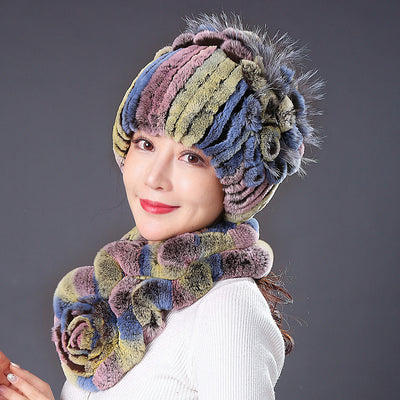 Rex Fur Hat Winter Scarf Collar Suit
