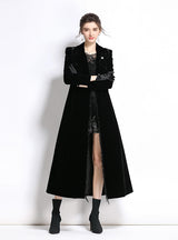 Winter Black Tassel Slim Velvet Windbreaker