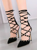 Hollow Cross Lace Up Rivets Stiletto High Heels 