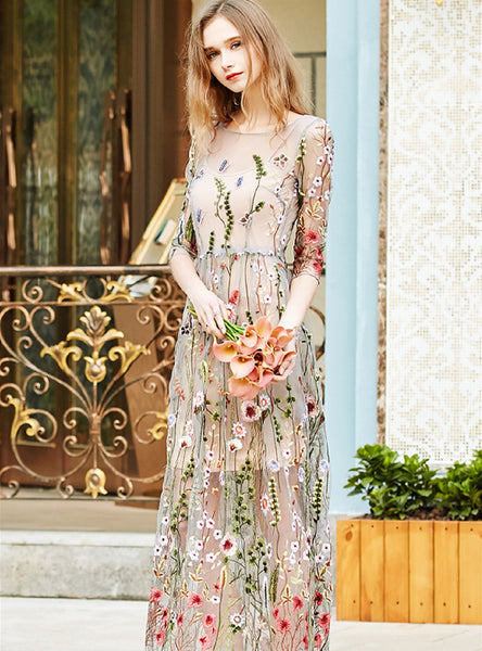 Party Dresses Gorgeous Half Sleeves Embroidery Boho