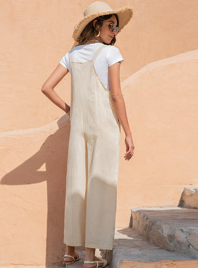 Retro Casual Strap Wide-leg Trousers