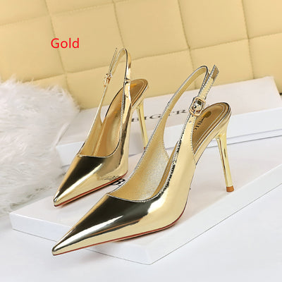 Shallow Pointed Hollow Back Strap Shoes