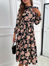 Chiffon Printed Long Sleeve Dress