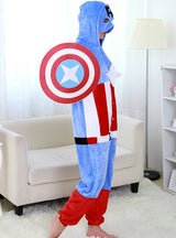 Captain America Blue Cartoon Onesie Pajamas