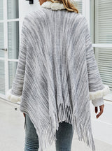 Fringe Shawl Fur Collar Cardigan Coat