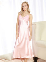 Plus Size Sexy Lace Nightgown Silk Satin Nightdress