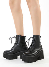 Motorcycle High Heel Round Head Boots