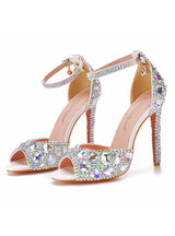 11cm Fish Mouth Rhinestone High-heeled Sandals