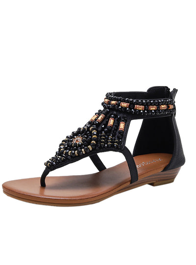 Wedge-heeled Rhinestone clip-on Sandals
