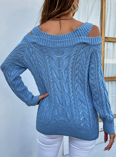 Sexy Shoulder Leakage Twist Sling Sweater