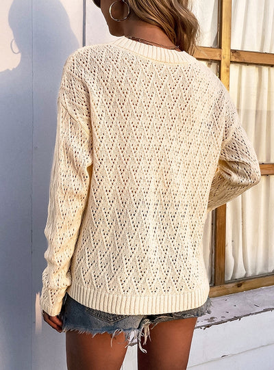 Crew Neck Hollow Sweater Top