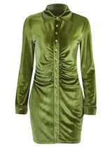 Design Flannel Pleated Bodycon Dresses