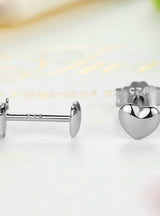 925 Sterling Silver Petite Plain Hearts Stud Earrings 